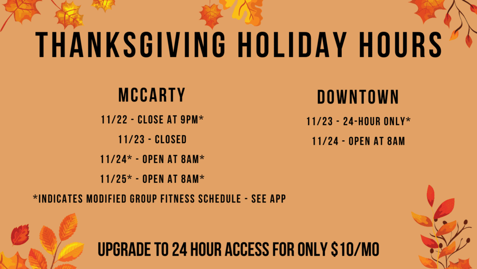 November 2023 Thanksgiving Hours