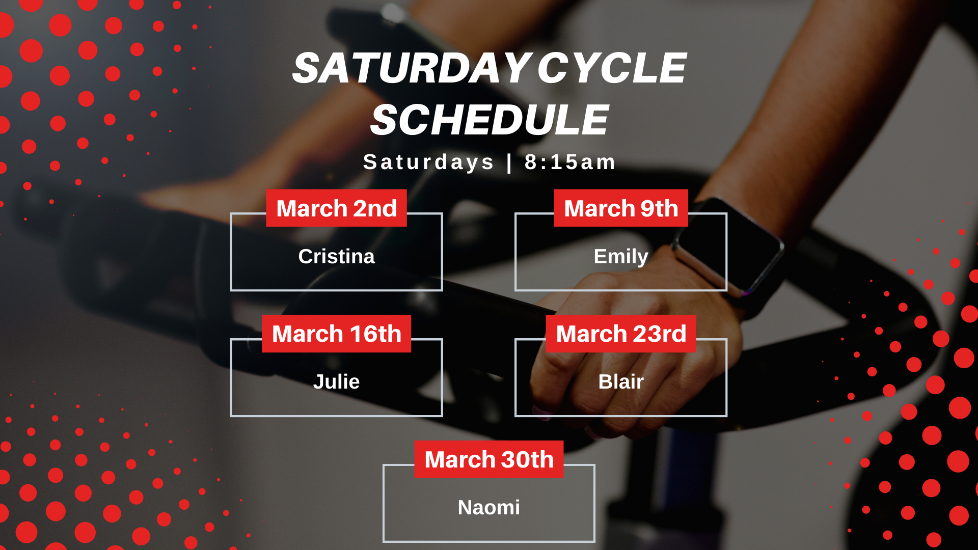 March 2024 Cycle Classes